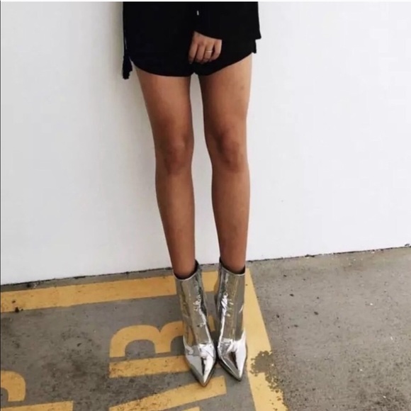 Silver Metallic Ankle Booties - Picture 5 of 8